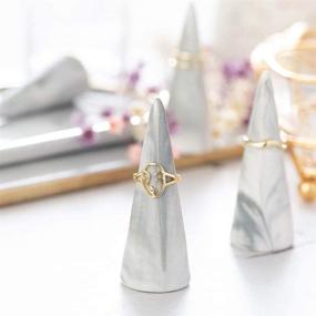 img 2 attached to Contemporary Ceramic Cone Tower Ring Holder Set for Nightstand 💍 - Stylish Decorative Display Stand for Jewelry Rings and Men's Rings (2pcs)
