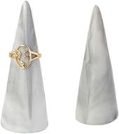 contemporary ceramic cone tower ring holder set for nightstand 💍 - stylish decorative display stand for jewelry rings and men's rings (2pcs) logo
