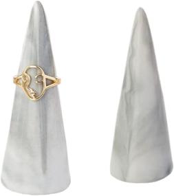 img 4 attached to Contemporary Ceramic Cone Tower Ring Holder Set for Nightstand 💍 - Stylish Decorative Display Stand for Jewelry Rings and Men's Rings (2pcs)