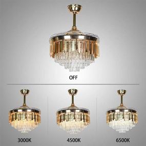 img 1 attached to 💫 ONEKISS Gold Crystal Fandelier with Retractable Blades and LED Light - 42'' Chandelier Ceiling Fan for Living Room Dining Room - 43''