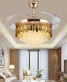 img 4 attached to 💫 ONEKISS Gold Crystal Fandelier with Retractable Blades and LED Light - 42'' Chandelier Ceiling Fan for Living Room Dining Room - 43''