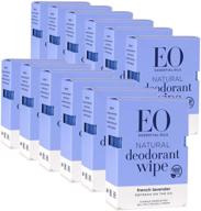 🌿 eo natural deodorant wipes - french lavender scent | 12 packs of 6 biodegradable wipes | refresh on the go with organic plant-based formula and pure essential oils logo