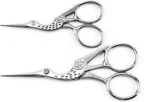 img 3 attached to 2PCS Acronde Vintage Stork Sewing Scissors - Stainless Steel Tailor Scissors for Embroidery, Craft, Art, Everyday Use - Sharp Sewing Shears in Silver Color