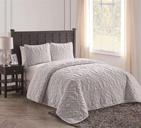 img 2 attached to 🛏️ VCNY Home Shore Collection Queen Bedspread Set – Soft, Lightweight & Wrinkle-Free Microfiber Quilt for Comfortable Sleep in White - Durable 3 Piece Bedding