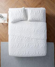 img 3 attached to 🛏️ VCNY Home Shore Collection Queen Bedspread Set – Soft, Lightweight & Wrinkle-Free Microfiber Quilt for Comfortable Sleep in White - Durable 3 Piece Bedding