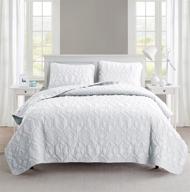 🛏️ vcny home shore collection queen bedspread set – soft, lightweight & wrinkle-free microfiber quilt for comfortable sleep in white - durable 3 piece bedding logo