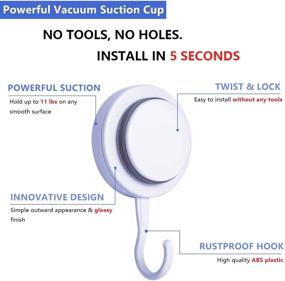 img 1 attached to 🧰 Powerful Traceless Self-Adhesive Hooks: Organize Towels, Robes, Loofahs - Waterproof Suction Cup Hooks for Shower, Bathroom, Kitchen - 4 Pack