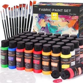 img 4 attached to 🎨 Vibrant Fabric Paint Set - 40 Colors (2 oz/Bottle) with 12 Art Brushes | No Heat Necessary & Washable | Ideal for Clothes, Canvas, T-Shirts, Jeans - Art Supplies