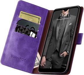 img 1 attached to 💜 RFID Blocking Leather Wallet Case for Samsung Galaxy A32 5G | SUANPOT Flip Folio Book Phone Case with Credit Card Holder | Shockproof Cover for Women and Men | Purple Samsung A32 5G Wallet Case