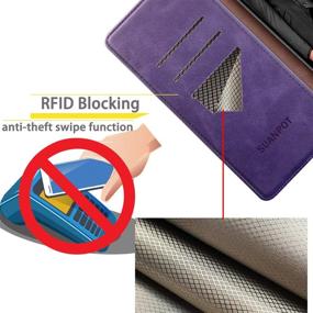 img 2 attached to 💜 RFID Blocking Leather Wallet Case for Samsung Galaxy A32 5G | SUANPOT Flip Folio Book Phone Case with Credit Card Holder | Shockproof Cover for Women and Men | Purple Samsung A32 5G Wallet Case