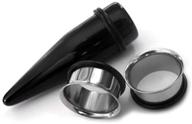 📏 urban body jewelry 1/2 gauge ear stretching kit - (13mm) - steel plugs & black acrylic taper - 3 piece set logo