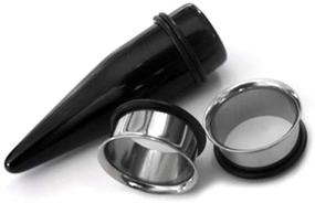 img 1 attached to 📏 Urban Body Jewelry 1/2 Gauge Ear Stretching Kit - (13mm) - Steel Plugs & Black Acrylic Taper - 3 Piece Set