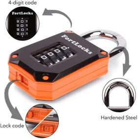 img 2 attached to 🔒 FortLocks Gym Locker Lock - Heavy Duty 4-Digit Stainless Steel Padlock | Weatherproof, Outdoor, Resettable Combination Code | Cut Proof, Easy-to-Read Numbers - 1 Pack Orange
