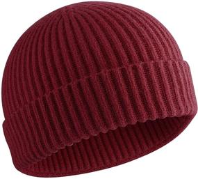 img 4 attached to Warm Wool Cuffed Short Knit Fisherman Beanie for Men and Women - Winter Hats by Choshion