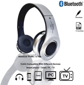 img 3 attached to 🎧 Silver Kids Bluetooth Wireless Headphones with LED Light Up, Volume Control, Stereo Sound, Built-in Mic for Cellphone Tablets Computer iPad - Ideal for Children, Girls, Boys