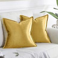 🪑 luxurious gold velvet decorative throw pillow covers, pack of 2 - 18x18 square cushion covers for couch sofa логотип