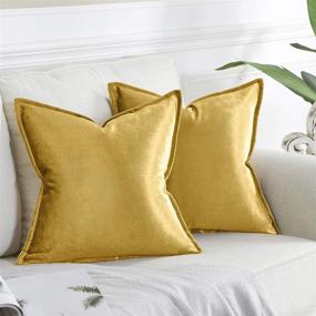 img 4 attached to 🪑 Luxurious Gold Velvet Decorative Throw Pillow Covers, Pack of 2 - 18x18 Square Cushion Covers for Couch Sofa