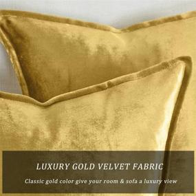 img 3 attached to 🪑 Luxurious Gold Velvet Decorative Throw Pillow Covers, Pack of 2 - 18x18 Square Cushion Covers for Couch Sofa