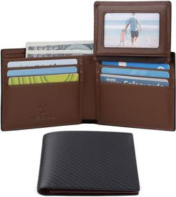 img 3 attached to 💼 Top-Quality Bifold Carbon Leather Wallet with RFID Blocking Compartment - Perfect Men's Accessories!