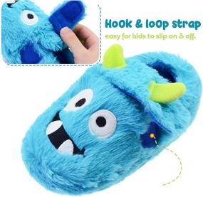 img 2 attached to 👾 FLYFUPPY Boys Monster Slippers - Toddler Plush Warm Fuzzy House Shoes for Little Kids, Ideal for Indoor and Outdoor Use