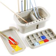 🖌️ martol multi-use paint brush basin: brushes holder with washer, trays, palette box - artist cleaner cup for watercolor oil acrylic gouache - lid included logo