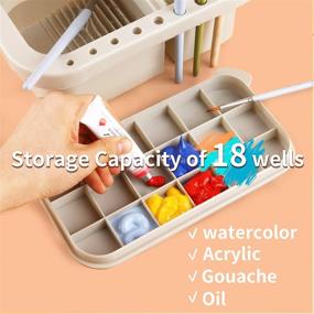 img 1 attached to 🖌️ Martol Multi-Use Paint Brush Basin: Brushes Holder with Washer, Trays, Palette Box - Artist Cleaner Cup for Watercolor Oil Acrylic Gouache - Lid Included