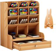 🖋️ wooden desk organizer: diy pen holder storage box for home, office, school - b11 cherry color логотип