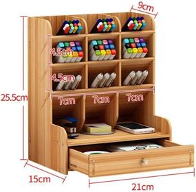 img 3 attached to 🖋️ Wooden Desk Organizer: DIY Pen Holder Storage Box for Home, Office, School - B11 Cherry Color