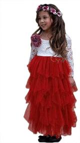 img 4 attached to 🌸 Flower Sleeve Length Princess Dresses: Stylish Girls' Clothing Collection