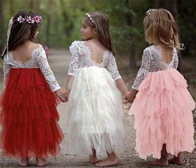 img 2 attached to 🌸 Flower Sleeve Length Princess Dresses: Stylish Girls' Clothing Collection