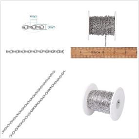 img 3 attached to 🔗 Kissitty 32.8 Feet/ 10 Meters Hypoallergenic Stainless Steel Unwelded Cross Chains 4x3x0.8mm Oval Link Cable Chains with Spool - Ideal for DIY Jewelry Making