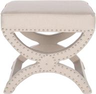 🪑 safavieh mcr4645 mystic cream upholstered ottoman: stylish and functional furniture piece logo