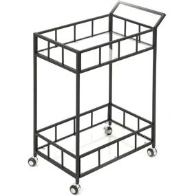 img 4 attached to Versatile Christopher Knight Home Falon Indoor Industrial Modern Iron Bar Cart with Tempered Glass Top - Elegant Black Finish