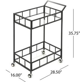 img 1 attached to Versatile Christopher Knight Home Falon Indoor Industrial Modern Iron Bar Cart with Tempered Glass Top - Elegant Black Finish