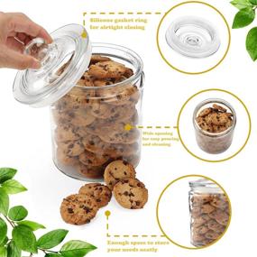 img 2 attached to 🍪 Airtight Glass Storage Jars – Leak Proof Silicone Rubber Gasket Lid, Set of 2, 64oz Snack Jars, Clear ½ Gallon Household Canisters for Cookies & Candies