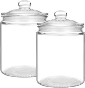 img 3 attached to 🍪 Airtight Glass Storage Jars – Leak Proof Silicone Rubber Gasket Lid, Set of 2, 64oz Snack Jars, Clear ½ Gallon Household Canisters for Cookies & Candies