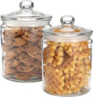 🍪 airtight glass storage jars – leak proof silicone rubber gasket lid, set of 2, 64oz snack jars, clear ½ gallon household canisters for cookies & candies логотип