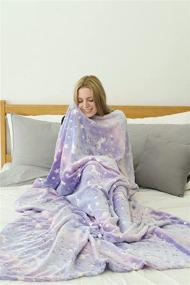 img 1 attached to 🌟 Glow in the Dark Throw Blanket 60x80 Inches - Premium Soft Fuzzy Fluffy Fleece Throw, Unique Gift for Kids, Boys, Girls (Purple)