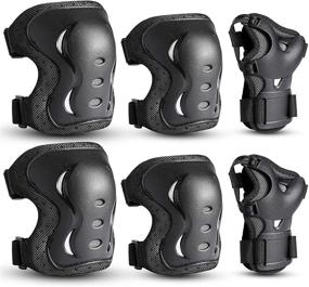 img 4 attached to 🛴 6-Pack Knee Pads Elbow Pads with Wrist Guards for Kids, Youth, and Adults - Protective Gear Set for Rollerblading, Skateboarding, Cycling, Skating, Bike Riding, Scooter and Sports Activities