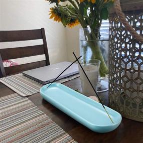 img 1 attached to 🚣 Ceramic Incense Holder for Sticks - Boat Style Ash Catcher, Decorative Incense Burner Tray by MuSheng