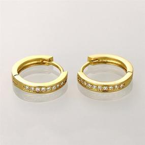 img 1 attached to 💎 Small Huggie Hoop Earrings for Women Girls - 14K Yellow Gold CZ Crystal Hoops | Hypoallergenic & Sparkling Diamond Alternative