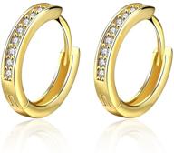 💎 small huggie hoop earrings for women girls - 14k yellow gold cz crystal hoops | hypoallergenic & sparkling diamond alternative logo