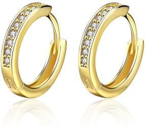 img 4 attached to 💎 Small Huggie Hoop Earrings for Women Girls - 14K Yellow Gold CZ Crystal Hoops | Hypoallergenic & Sparkling Diamond Alternative