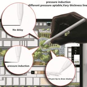 img 1 attached to 🖊️ 4 пакета заменяемых наконечников для Apple Pencil - совместимы с Pencil 1-го и 2-го поколений, наконечник карандаша iPad Pro + защита от скольжения наконечника/наконечника для письма.