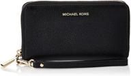📱 michael kors mercer large flat multifunction phone case - sleek black, perfectly sized! logo