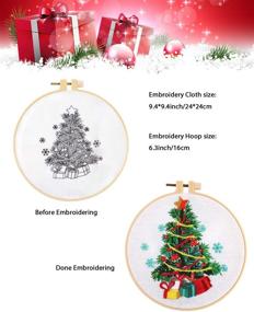 img 2 attached to 🎄 Beginner's Dream: Caydo Full Range of Embroidery Kit with Stamped Christmas Tree Pattern, Hoops, Color Threads, and Instructions for Crafting