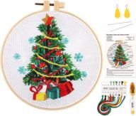 🎄 beginner's dream: caydo full range of embroidery kit with stamped christmas tree pattern, hoops, color threads, and instructions for crafting logo