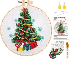 img 4 attached to 🎄 Beginner's Dream: Caydo Full Range of Embroidery Kit with Stamped Christmas Tree Pattern, Hoops, Color Threads, and Instructions for Crafting