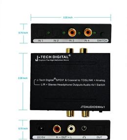 img 2 attached to 🔉 J-Tech Digital Оптический SPDIF / Коаксиальный Цифровой в RCA L / R Аналоговый Аудио Конвертер 4x1 Переключатель с поддержкой 3,5 мм разъема для наушников / динамиков (JTDAUDIOSW4x1)