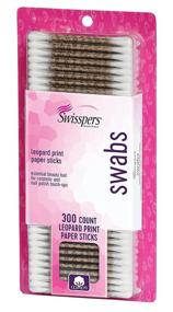 img 2 attached to Swisspers 300 Count Pack of Premium Cotton Swabs 🐆 with 100% Pure Cotton Tips and Stylish Leopard Print Paper Sticks